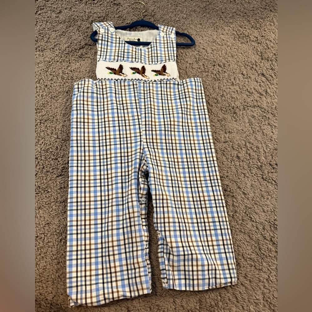 Smocked Mallard Plaid Longalls